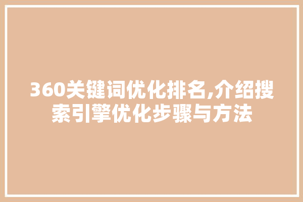 360关键词优化排名,介绍搜索引擎优化步骤与方法