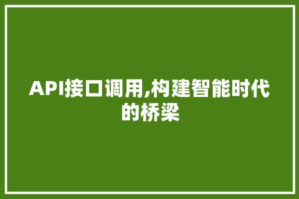 API接口调用,构建智能时代的桥梁