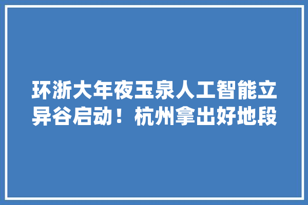 环浙大年夜玉泉人工智能立异谷启动！杭州拿出好地段支持人工智能家当成长_人工智能_万元 AI快讯