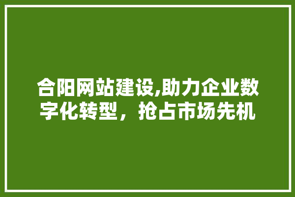 合阳网站建设,助力企业数字化转型，抢占市场先机