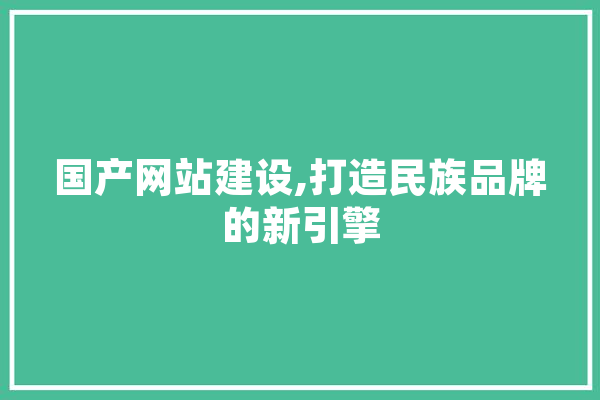 国产网站建设,打造民族品牌的新引擎