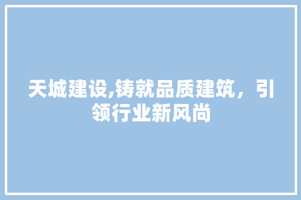 天城建设,铸就品质建筑，引领行业新风尚