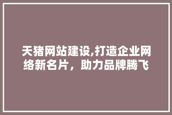 天猪网站建设,打造企业网络新名片，助力品牌腾飞
