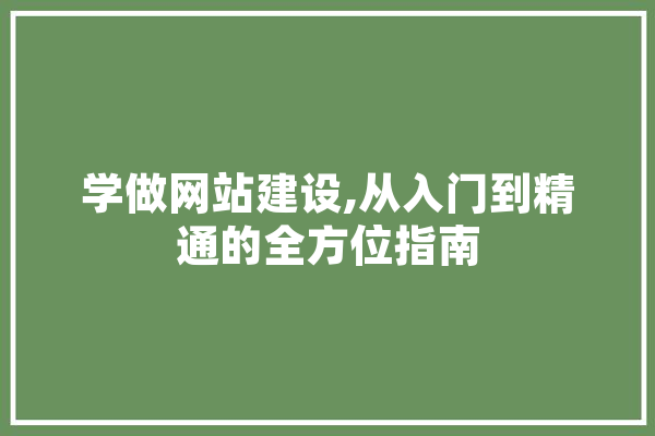 学做网站建设,从入门到精通的全方位指南
