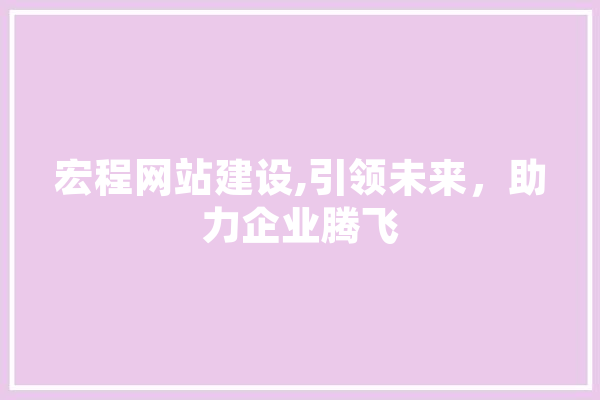 宏程网站建设,引领未来，助力企业腾飞