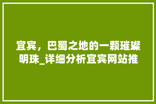宜宾，巴蜀之地的一颗璀璨明珠_详细分析宜宾网站推广步骤