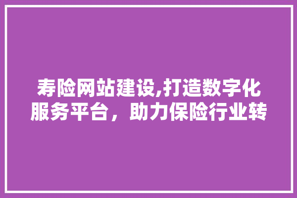 寿险网站建设,打造数字化服务平台，助力保险行业转型升级