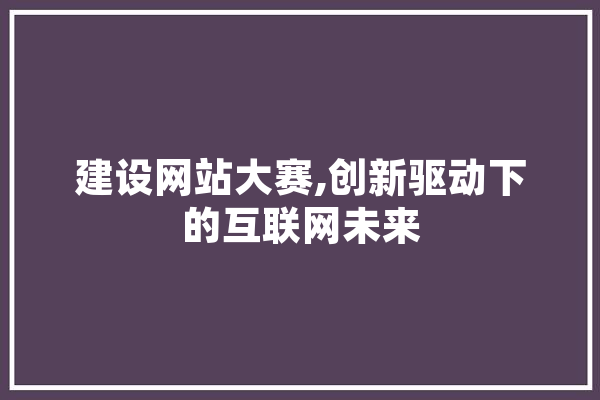 建设网站大赛,创新驱动下的互联网未来