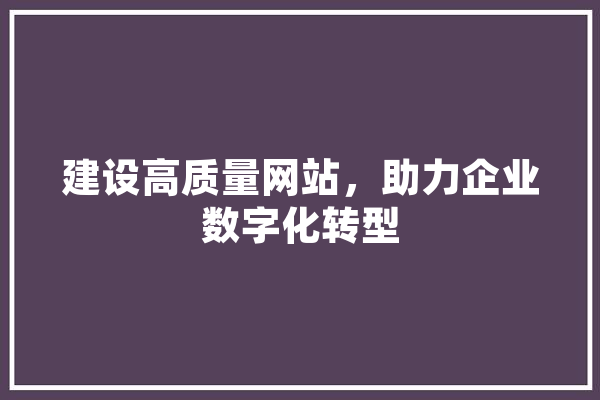 建设高质量网站，助力企业数字化转型 文字写作