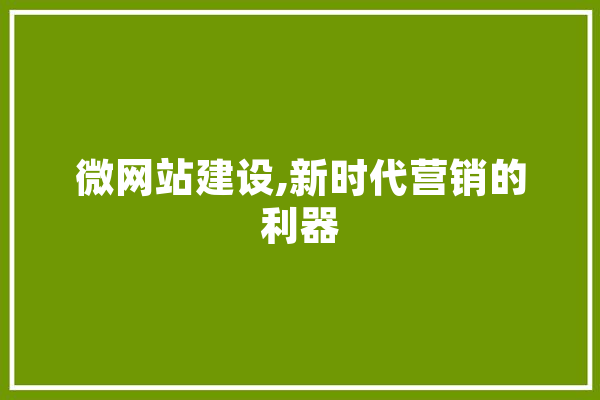 微网站建设,新时代营销的利器