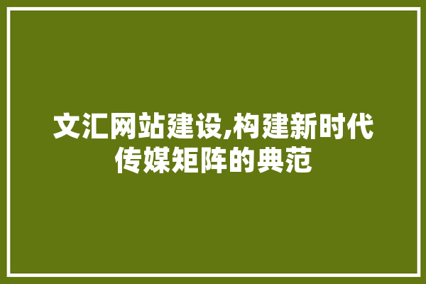文汇网站建设,构建新时代传媒矩阵的典范