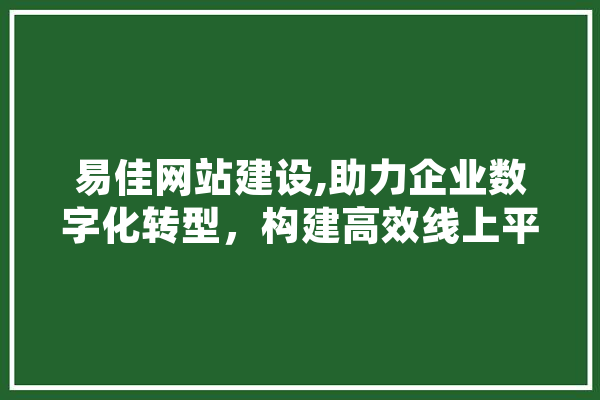 易佳网站建设,助力企业数字化转型，构建高效线上平台