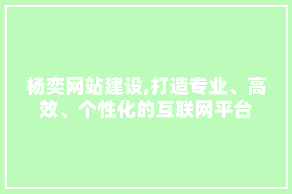 杨奕网站建设,打造专业、高效、个性化的互联网平台