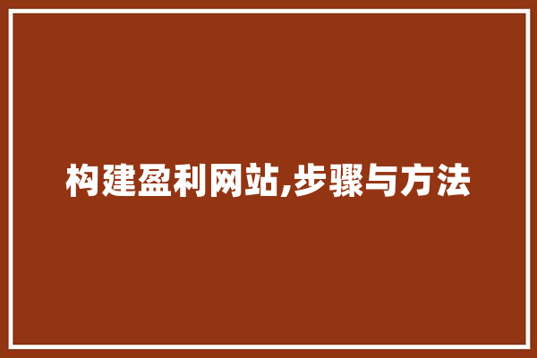 构建盈利网站,步骤与方法
