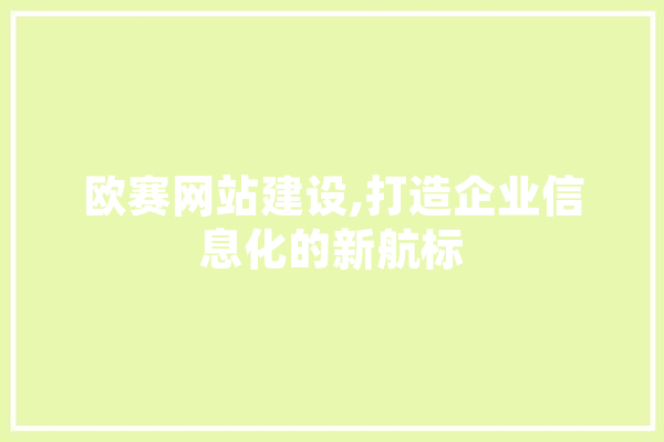 欧赛网站建设,打造企业信息化的新航标