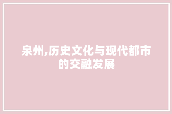 泉州,历史文化与现代都市的交融发展