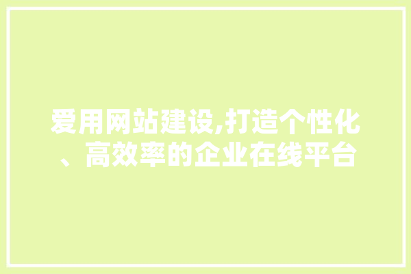 爱用网站建设,打造个性化、高效率的企业在线平台
