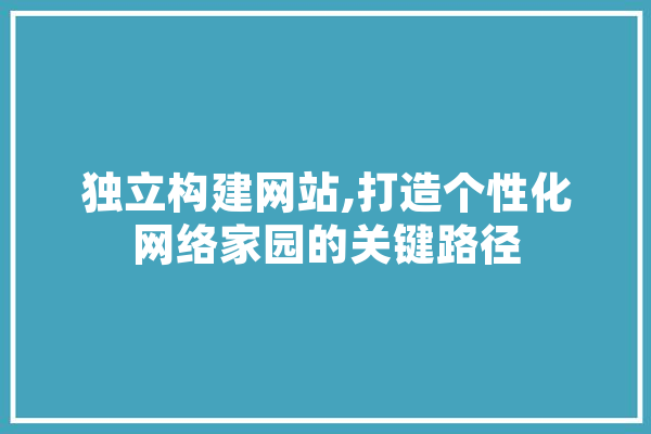 独立构建网站,打造个性化网络家园的关键路径
