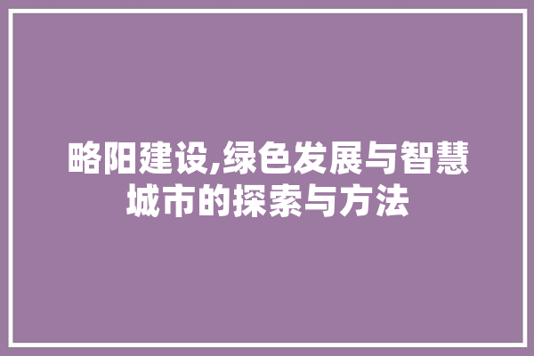 略阳建设,绿色发展与智慧城市的探索与方法 AI简讯