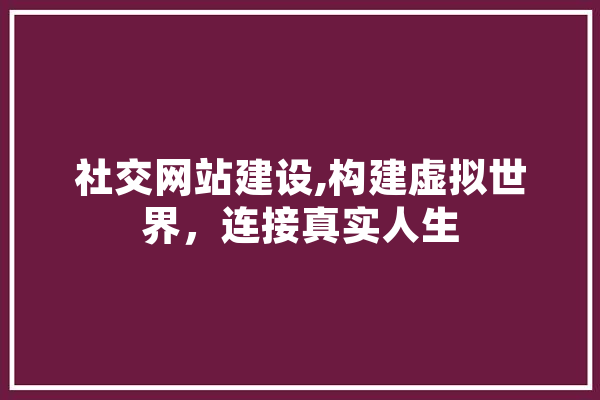社交网站建设,构建虚拟世界，连接真实人生