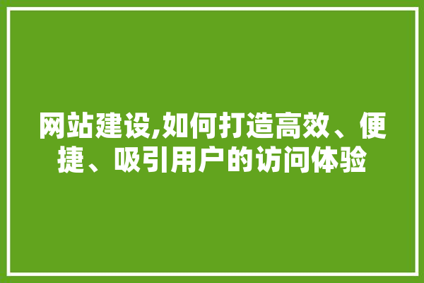网站建设,如何打造高效、便捷、吸引用户的访问体验