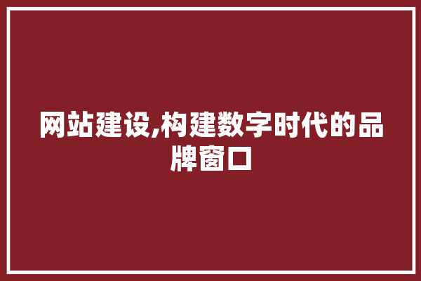 网站建设,构建数字时代的品牌窗口