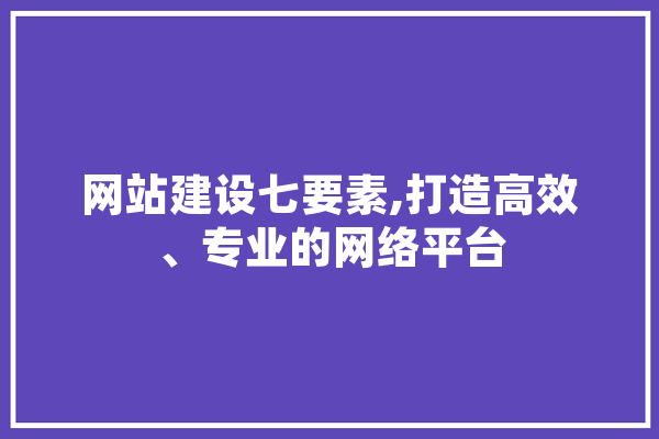 网站建设七要素,打造高效、专业的网络平台