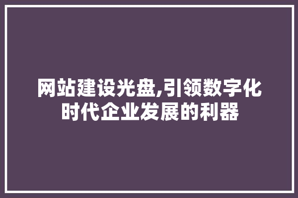网站建设光盘,引领数字化时代企业发展的利器