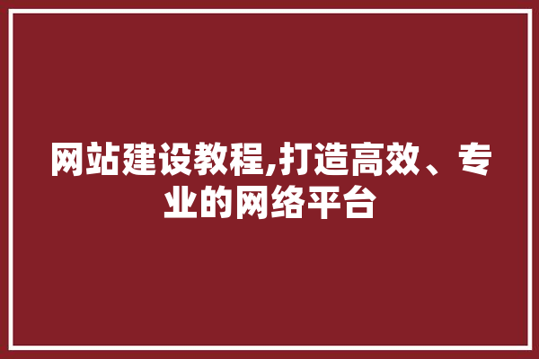 网站建设教程,打造高效、专业的网络平台