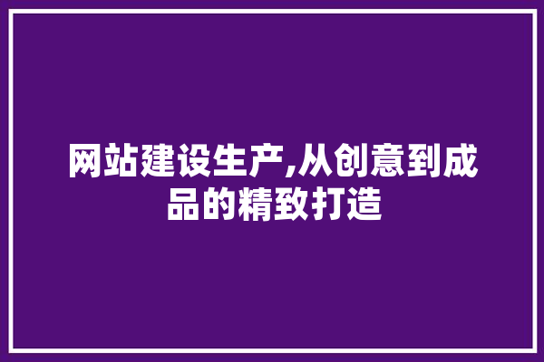 网站建设生产,从创意到成品的精致打造