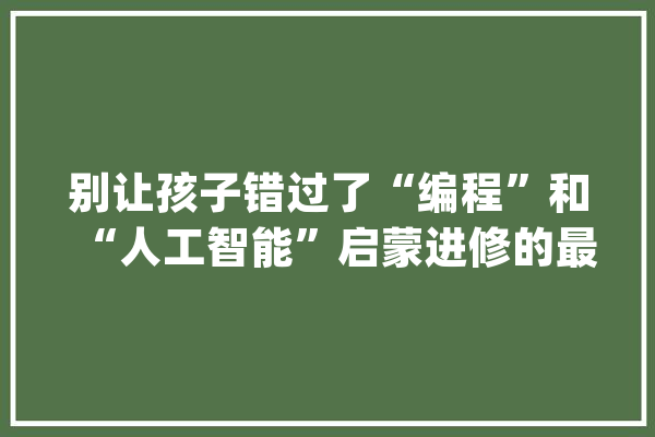 别让孩子错过了“编程”和“人工智能”启蒙进修的最佳年事_孩子_巴马 AI简讯