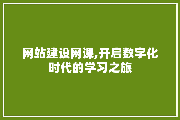 网站建设网课,开启数字化时代的学习之旅 云服务