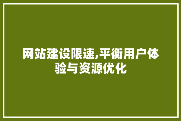 网站建设限速,平衡用户体验与资源优化