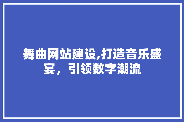 舞曲网站建设,打造音乐盛宴，引领数字潮流
