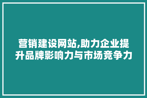 营销建设网站,助力企业提升品牌影响力与市场竞争力