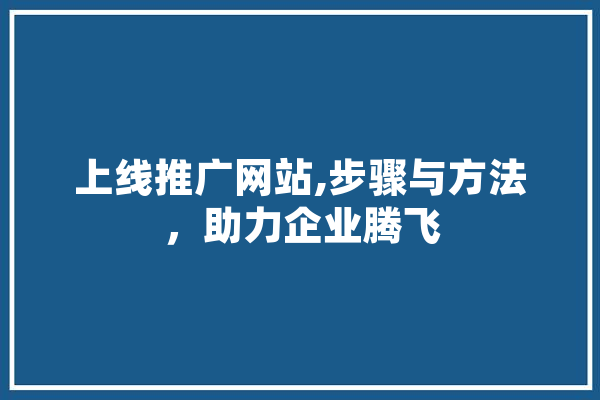 上线推广网站,步骤与方法，助力企业腾飞