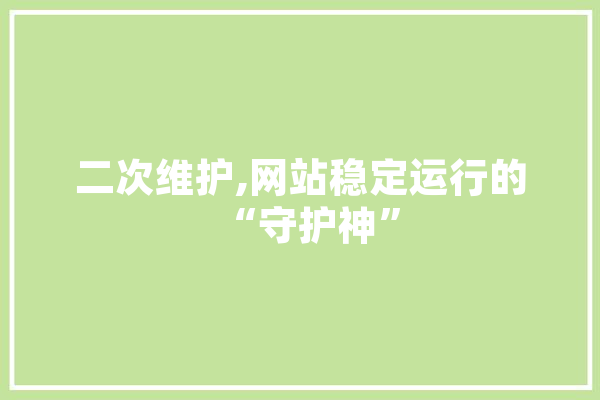 二次维护,网站稳定运行的“守护神”