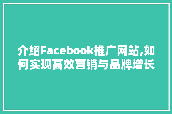 介绍Facebook推广网站,如何实现高效营销与品牌增长
