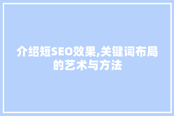 介绍短SEO效果,关键词布局的艺术与方法