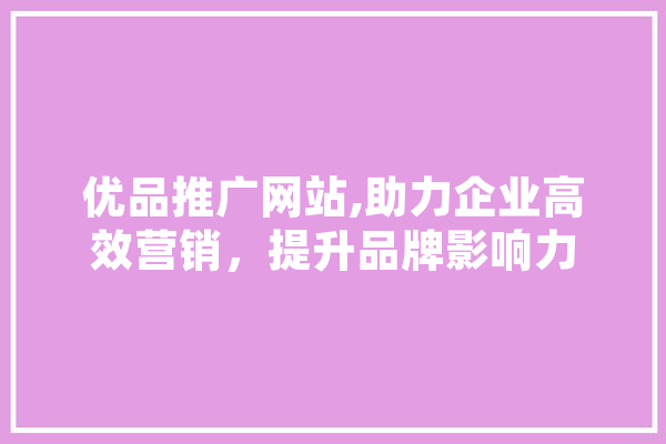 优品推广网站,助力企业高效营销，提升品牌影响力