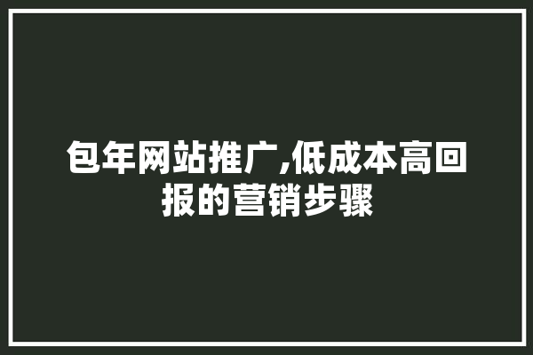 包年网站推广,低成本高回报的营销步骤