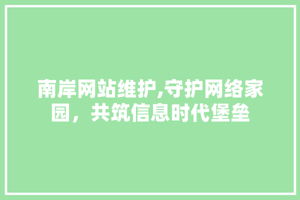 南岸网站维护,守护网络家园，共筑信息时代堡垒