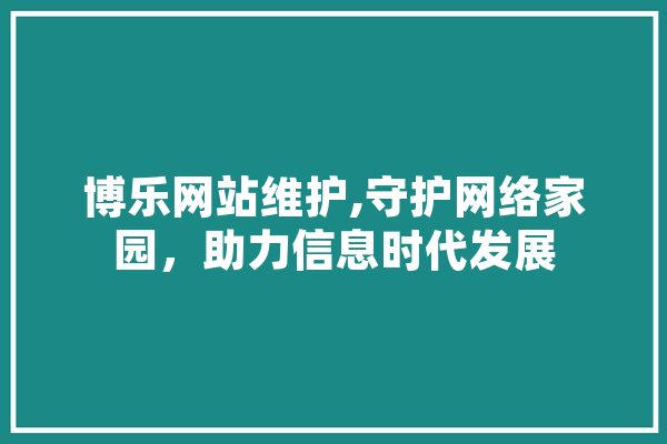 博乐网站维护,守护网络家园，助力信息时代发展 文字写作