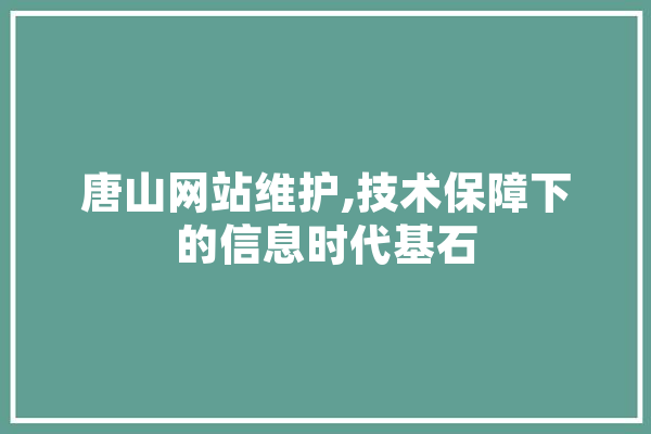 唐山网站维护,技术保障下的信息时代基石