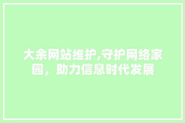 大余网站维护,守护网络家园，助力信息时代发展