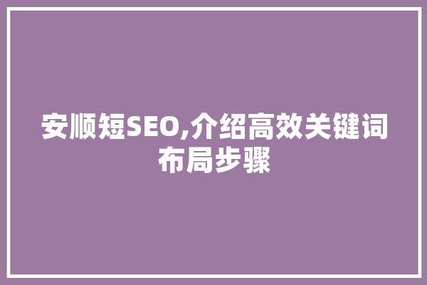 安顺短SEO,介绍高效关键词布局步骤