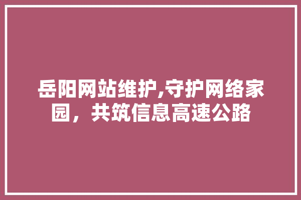 岳阳网站维护,守护网络家园，共筑信息高速公路