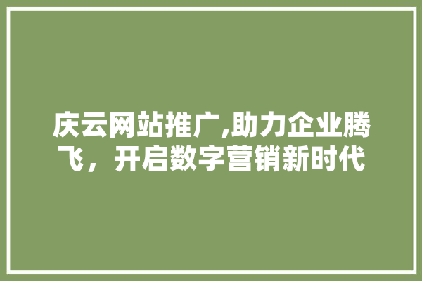 庆云网站推广,助力企业腾飞，开启数字营销新时代