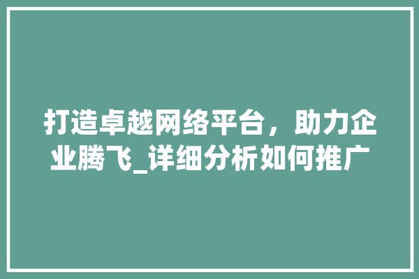打造卓越网络平台，助力企业腾飞_详细分析如何推广您的网站