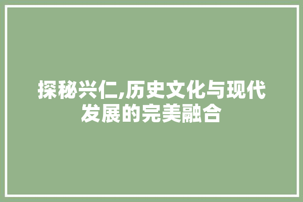 探秘兴仁,历史文化与现代发展的完美融合 智能问答
